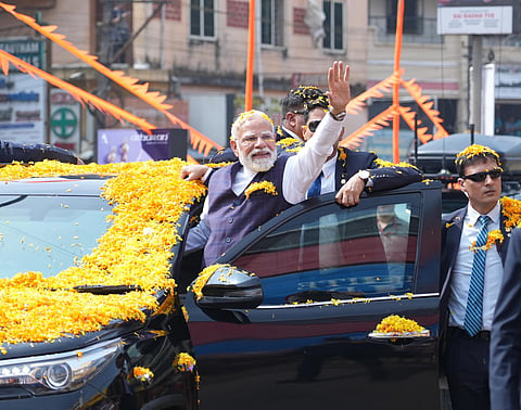 Prime Minister Narendra Modi visited Udupi and participated in a road show on friday
