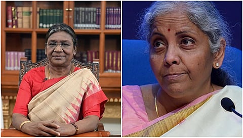 President Draupadi Murmu and Union finance minister Nirmala Sitharaman