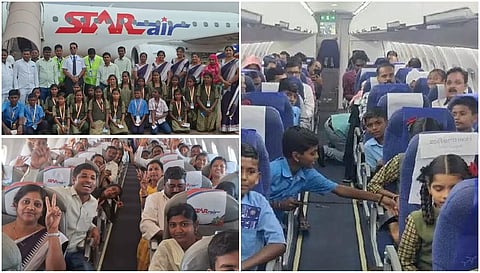 Aeroplane journey of children