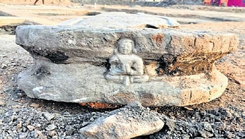 An artifact excavated in Lakkundi recently.