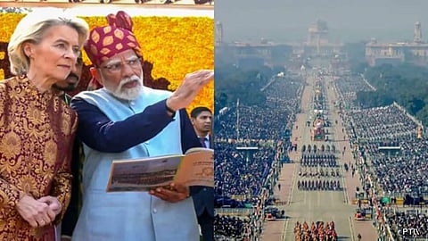 Ursula von der Leyen with PM Narendra Modi at India's Republic Day celebrations