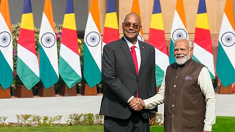 Prime Minister Narendra Modi with President of Seychelles Patrick Herminie prior