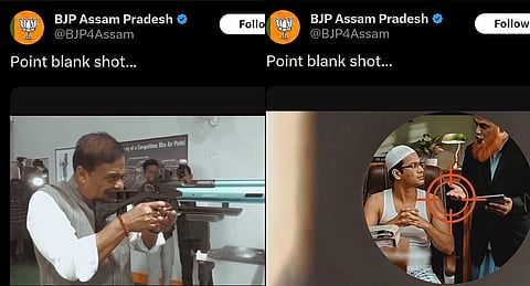 The video posted with the caption "point blank shoot" shows actual footage of the CM firing shots, clubbed with AI-generated images