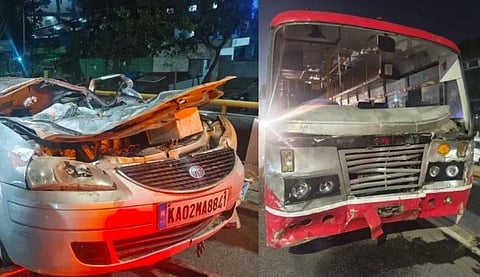 Accident bus and car