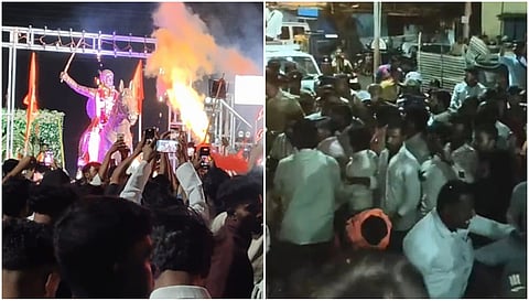 Stone pelting after procession