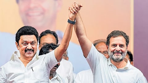 M K Stalin and Rahul Gandhi(file photo)