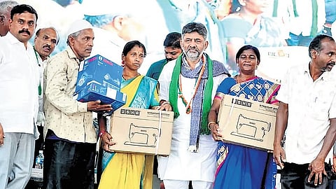 DCM DK Shivakumar attends the foundation stone laying ceremony of the YG Gudda lift irrigation project in Magadi on Wednesday