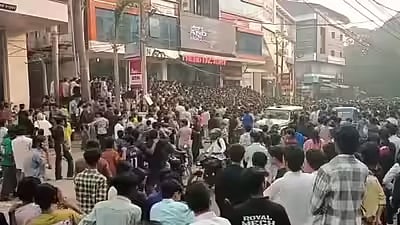 Chaos in front of shoe shop in kerala