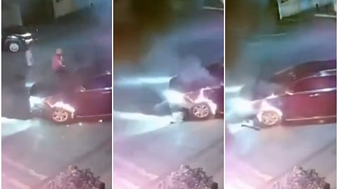 Fire in car