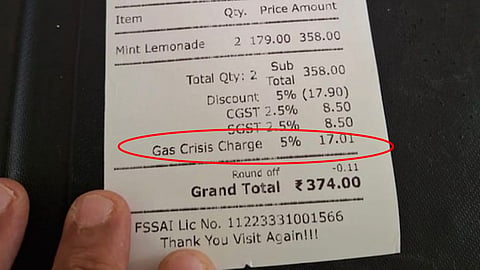 Bengaluru Cafe Bill With 'Gas Crisis Charge' On Lemonade Goes Viral Online