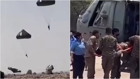 ಬಳ್ಳಾರಿ: ಪ್ಯಾರಚೂಟ್ ತರಬೇತಿ ವೇಳೆ 50 ಅಡಿ ಎತ್ತರದಿಂದ ಜಿಗಿದಿದ್ದ ಯೋಧಗೆ ಕಾಲು ಮುರಿತ; Video!