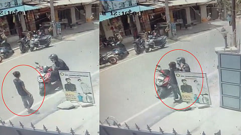 A masked man on a scooty pulled a knife on a young girl