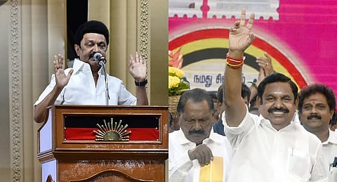TN CM and DMK Chief MK Stalin (L), AIADMK party general secretary Edapadi K Palaniswamy