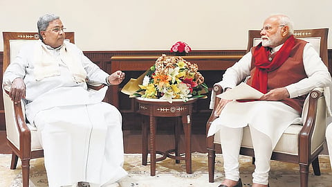 Chief Minister Siddaramaiah holds deliberations with Prime Minister Narendra Modi.