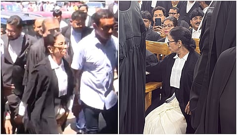 Mamata Banerjee in Kolkata court waring lawyers gown