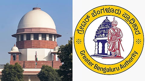 The Supreme Court of India and (R) the logo of the Greater Bengaluru Authority