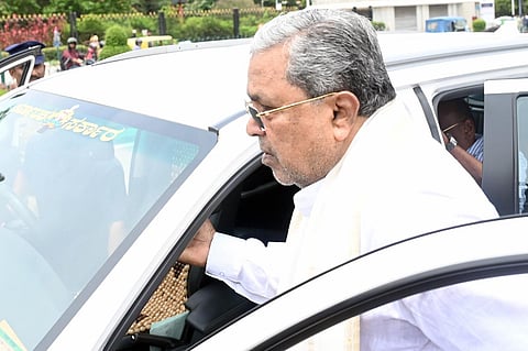 CM Siddaramaiah leaves after paying homage to former PM Pandit Jawaharlal Nehru on his death anniversary at Vidhna Soudha in Bengaluru on Wednesday.