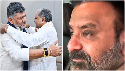 Minister Santosh Lad cries in front of media
