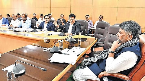 CM DK Shivakumar chairs a progress review meeting of the Housing Department at Vidhana Soudha in Bengaluru on Wednesday