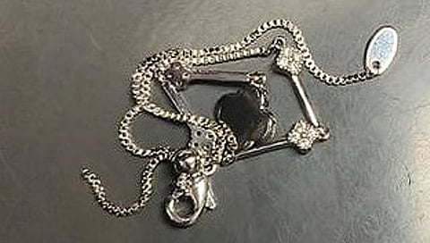 The metal chain that prevented the Metro train doors from closing.