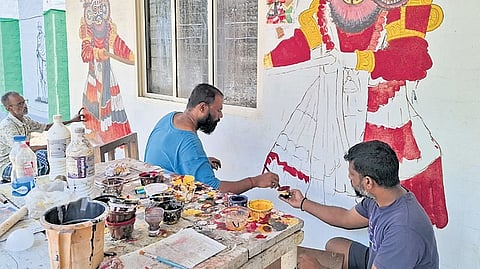 Inmates at Mangaluru prison paint vibrant Yakshagana murals on prison walls.