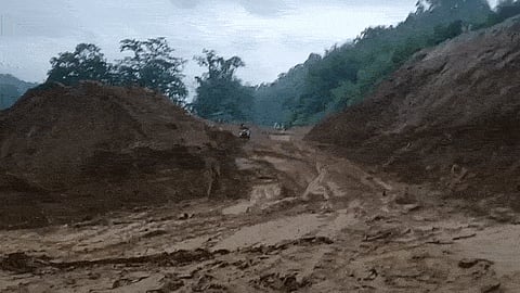 Biker Swept Away As Hillside Collapses In Arunachal Pradesh