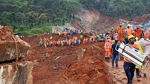 Various forces carrying out rescue operations in the landslide disaster that occurred in Kalladi, Wayanad