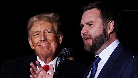 JD Vance and Donald Trump amid