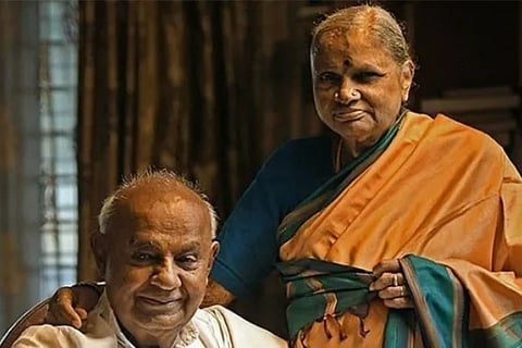 H D Deve Gowda and wife Chennamma (File photo)