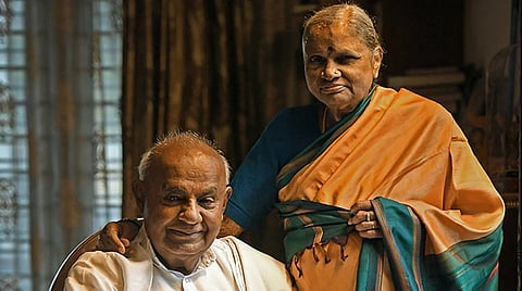 Former PM Deve Gowda and his wife Chennamma