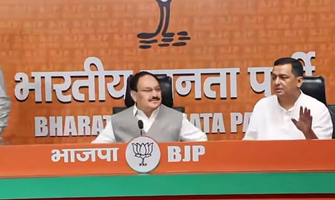 J P Nadda in press meet