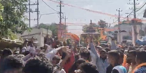 The procession, backed by the BJP-JD(S), involved the immersion of 108 Ganesha idols