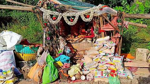 Deity Vadagalamma of Uttara Kannada with offerings at Karki in Honnavar taluk.