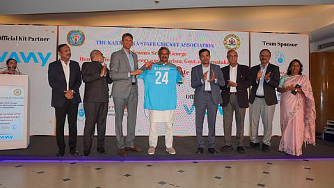 Karnataka State Cricket Team Jersey Launch at M. Chinnaswamy Stadium, Bengaluru.