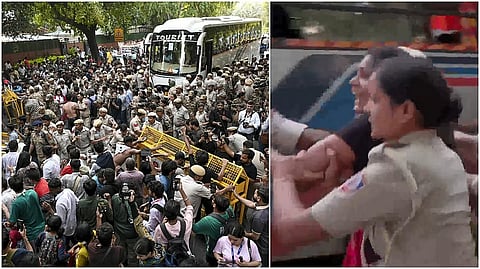 Police personnel clash with student