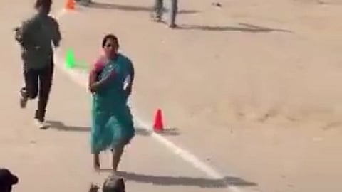 Kavita ran the 1,600-metre trial barefoot in a saree under the scorching sun, completing it in six minutes against the 10-minute limit.