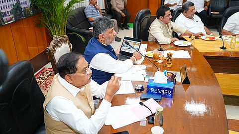 Chief Minister DK Shivakumar and Deputy Chief Minister Dr G Parameshwara hold a meeting.