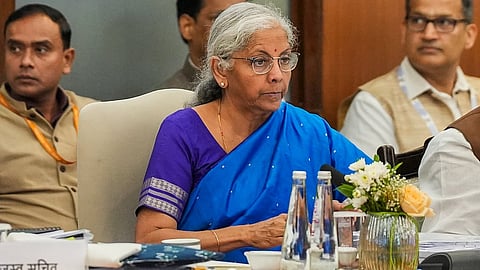 Finance Minister Nirmala Sitharaman during the GST Council meeting in New Delhi
