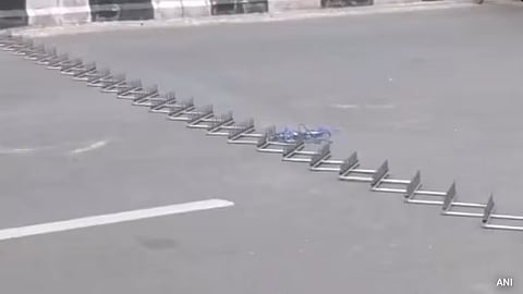 Not Just Barricades, Delhi Cops Install Spike Strips Amid CJP Protest