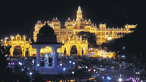 Mysuru Palace illuminated for Dasara