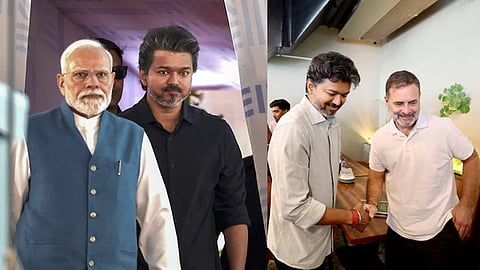 Vijay with modi and rahul gandhi