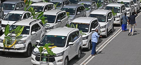 Government vehicle pooja at Vidhana Soudha premise