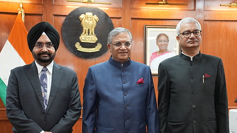 Election Commissioners Sukhbir Singh Sandhu and Vivek Joshi, along with Chief Election Commissioner Gyanesh Kumar