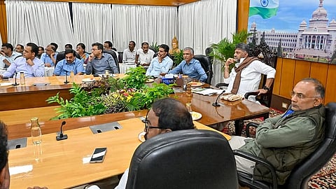Chief Minister DK Shivakumar chairs a meeting with city MLAs and MLCs on Tuesday