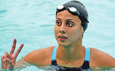 ಮಹಿಳೆಯರ 50ಮೀ. ಫ್ರೀಸ್ಟೈಲ್ನಲ್ಲಿ ಚಿನ್ನ ಗೆದ್ದ ಮಹಾರಾಷ್ಚ್ರದ ಆದಿತಿ ಧುಮತ್ಕರ್.