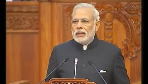 ಮಂಗೋಲಿಯಾ ಸಂಸತ್ ನಲ್ಲಿ ಮೋದಿ ಭಾಷಣ(ಚಿತ್ರ ಕೃಪೆ: twitter.com/PMOIndia/media)