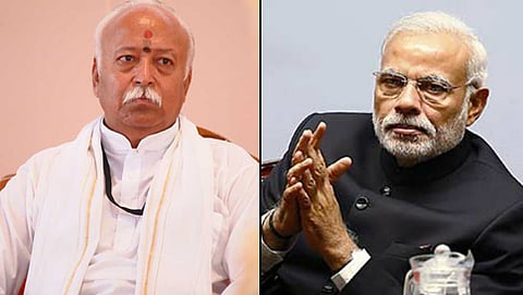 ಪ್ರಧಾನಿ ನರೇಂದ್ರ ಮೋದಿ ಮತ್ತು ಆರ್ ಎಸ್ ಎಸ್ ಮುಖಂಡ ಮೋಹನ್ ಭಾಗವತ್ (ಸಂಗ್ರಹ ಚಿತ್ರ)