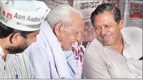 ಆಮ್ ಆದ್ಮಿ ಪಕ್ಷದ ಲಂಚಮುಕ್ತ ಕರ್ನಾಟಕ ಕಾರ್ಯಕ್ರಮದಲ್ಲಿ ಸ್ವಾತಂತ್ರ್ಯ ಹೋರಾಟಗಾರ ಹೆಚ್ಎಸ್ ದೊರೆಸ್ವಾಮಿ