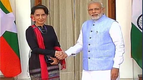 ಮಯನ್ಮಾರ್ ಸಚಿವೆ ಆಂಗ್ ಸಾನ್ ಸೂ ಕಿ- ಮೋದಿ ಭೇಟಿ