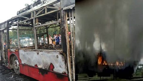 ದೆಹಲಿಯ ಆನಂದ್ ವಿಹಾರ್ ನಲ್ಲಿ ರೈಲಿಗೆ ಬೆಂಕಿ ಹಚ್ಚಿದ ಆಕ್ರೋಶಿತರು